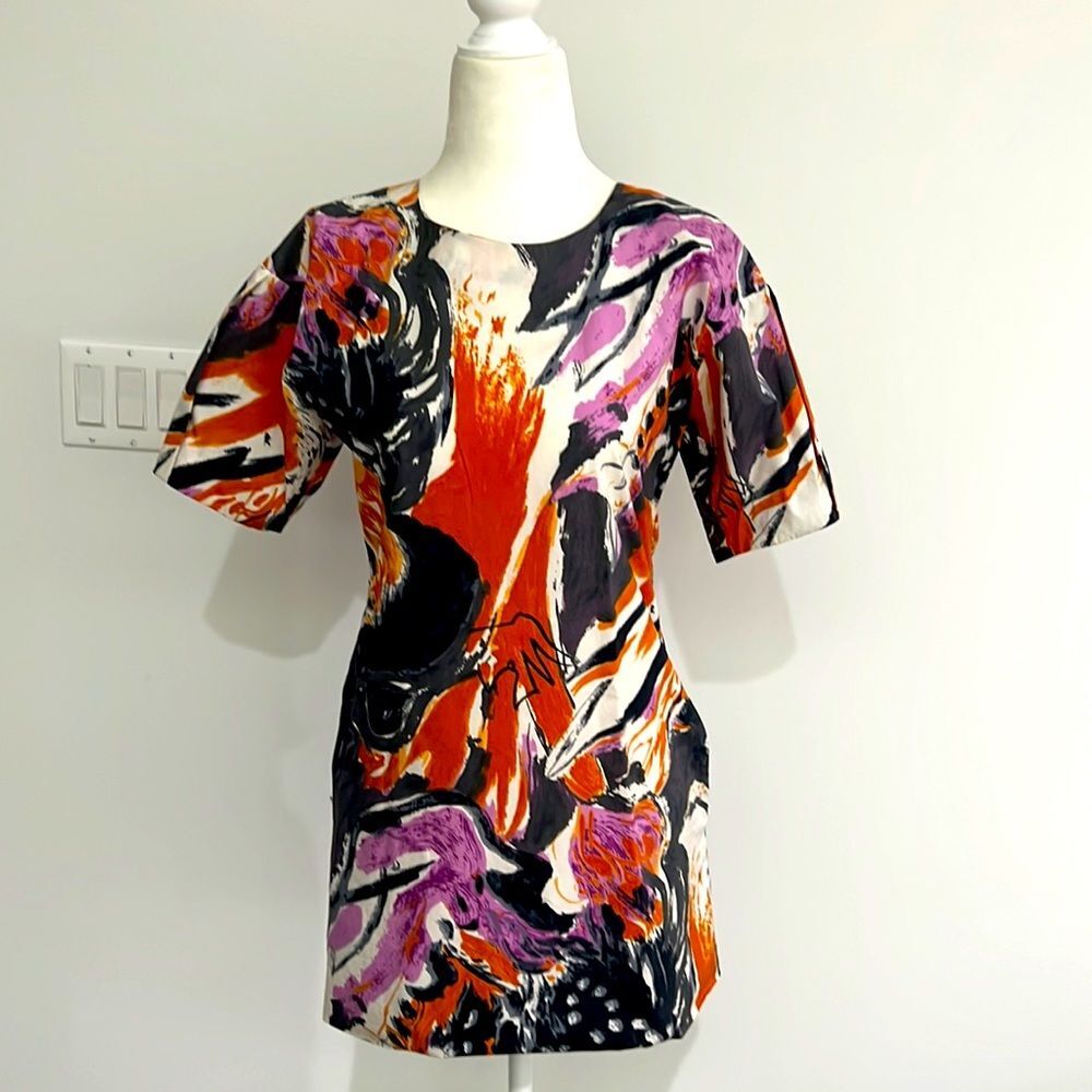Marni Abstract Floral Cotton Mini Shift Dress IT 38 US 2